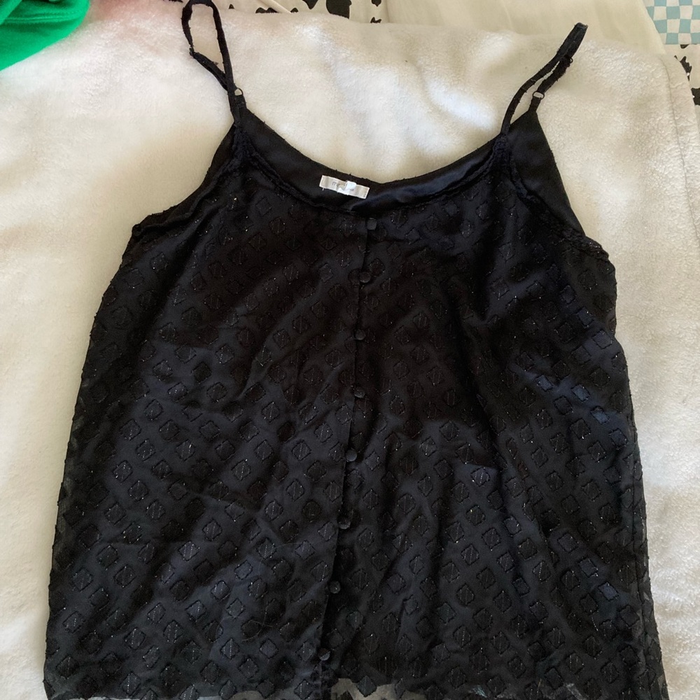 Maurices Black and Gold Shimmer Buttoned Top - Size M - Good Condition